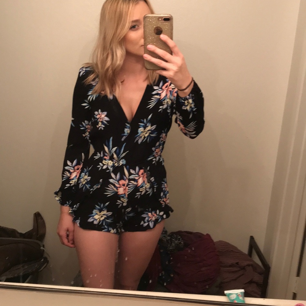 Forever 21 floral long sleeve romper